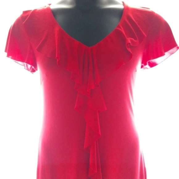 𝅺PRETTY Ruffle Red Dress, YES ❤️ - Picture 3 of 11
